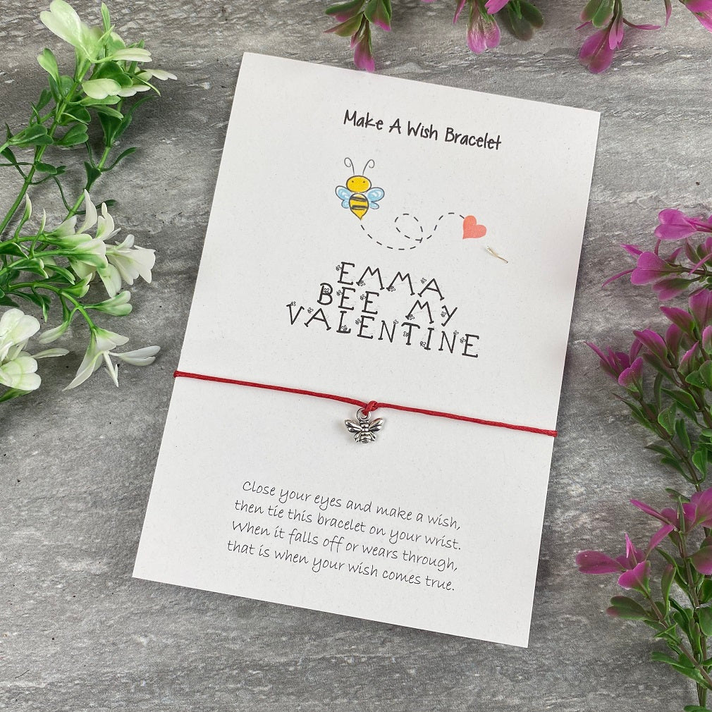 Personalised Bee My Valentine Wish Bracelet-The Persnickety Co
