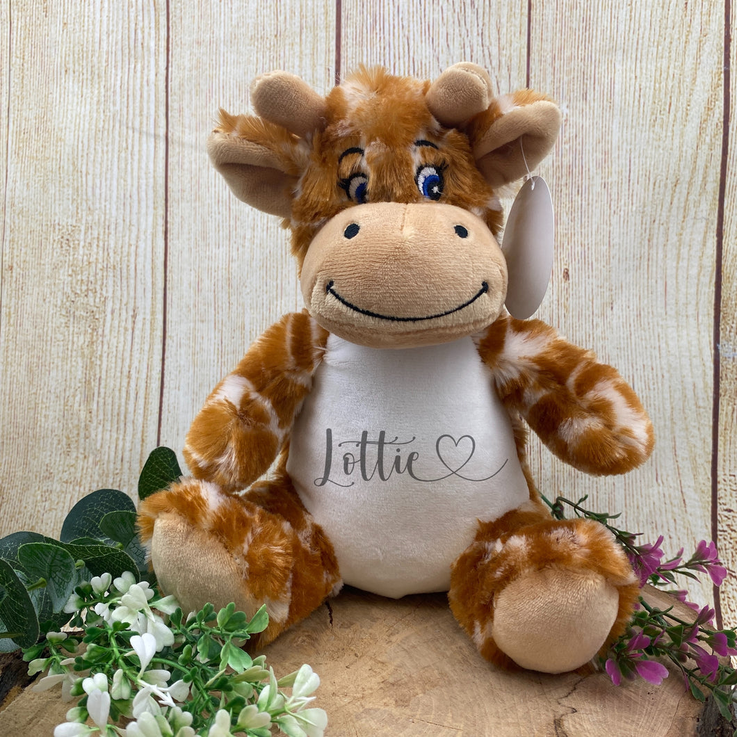 Personalised Heart Name Teddy - Giraffe-The Persnickety Co
