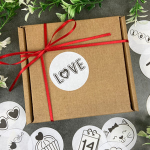 24 Love Valentine Stickers - Black & White