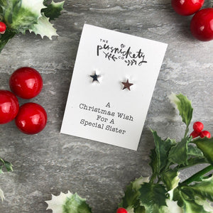 A Christmas Wish For A Special Sister - Star Earrings-2-The Persnickety Co