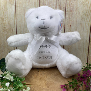 Personalised 'Page Boy' White Bear Soft Toy