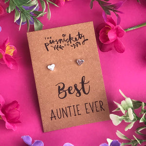 Best Auntie Ever - Heart Earrings - Gold / Rose Gold / Silver-7-The Persnickety Co