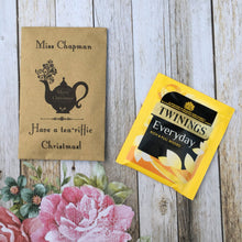 Load image into Gallery viewer, Have a Tea-riffic Christmas Personalised Kraft Envelope with Tea Bag-2-The Persnickety Co
