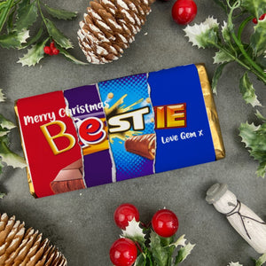 Merry Christmas Bestie Novelty Personalised Chocolate Bar