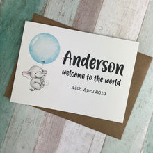 Load image into Gallery viewer, Welcome To The World Baby Boy Card - Personalised-3-The Persnickety Co
