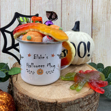 Load image into Gallery viewer, Personalised &#39;Name&#39; Halloween Enamel Mug-The Persnickety Co
