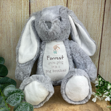 Load image into Gallery viewer, Big Brother/Sister Reveal Grey Bunny Rabbit Soft Toy
