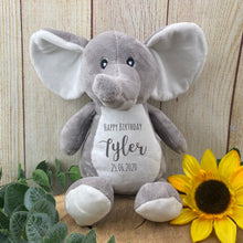 Load image into Gallery viewer, Personalised Birthday (D.OB) Elephant Soft Toy
