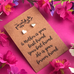 A Mother Is Your First Friend - Heart Earrings - Gold / Rose Gold / Silver-2-The Persnickety Co
