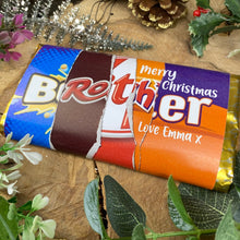 Load image into Gallery viewer, Merry Christmas Brother Novelty Personalised Chocolate Bar

