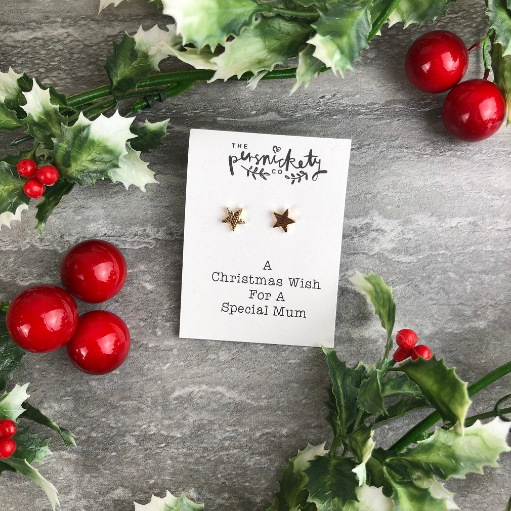 A Christmas Wish For A Special Mum - Star Earrings-The Persnickety Co
