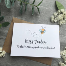 Load image into Gallery viewer, Personalised Bee Teacher Card-2-The Persnickety Co
