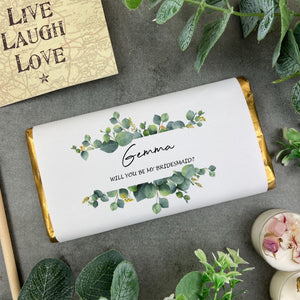 Will You Be My Bridesmaid - Personalised Eucalyptus Chocolate Bar