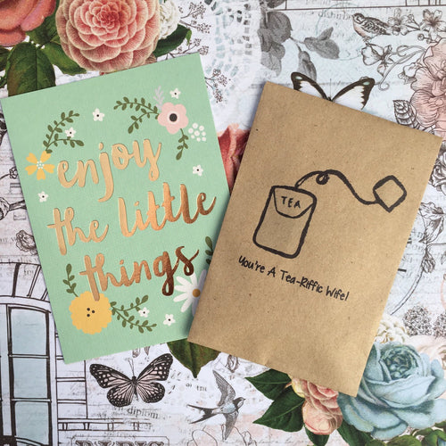 You're A Tea-Riffic Wife! Mini Kraft Envelope with Tea Bag-The Persnickety Co