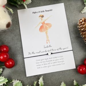 Nutcracker Christmas Ballerina Wish Bracelet, Merry Christmas Charm Bracelet