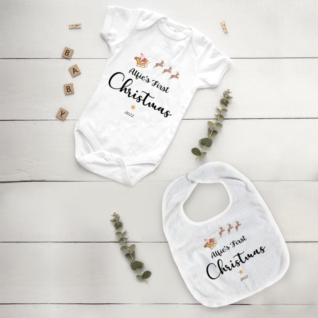 Personalised First Christmas Bib and Vest-The Persnickety Co