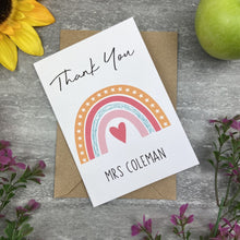 Load image into Gallery viewer, Personalised &#39;Thank You Teacher&#39; Rainbow and Heart Card-The Persnickety Co
