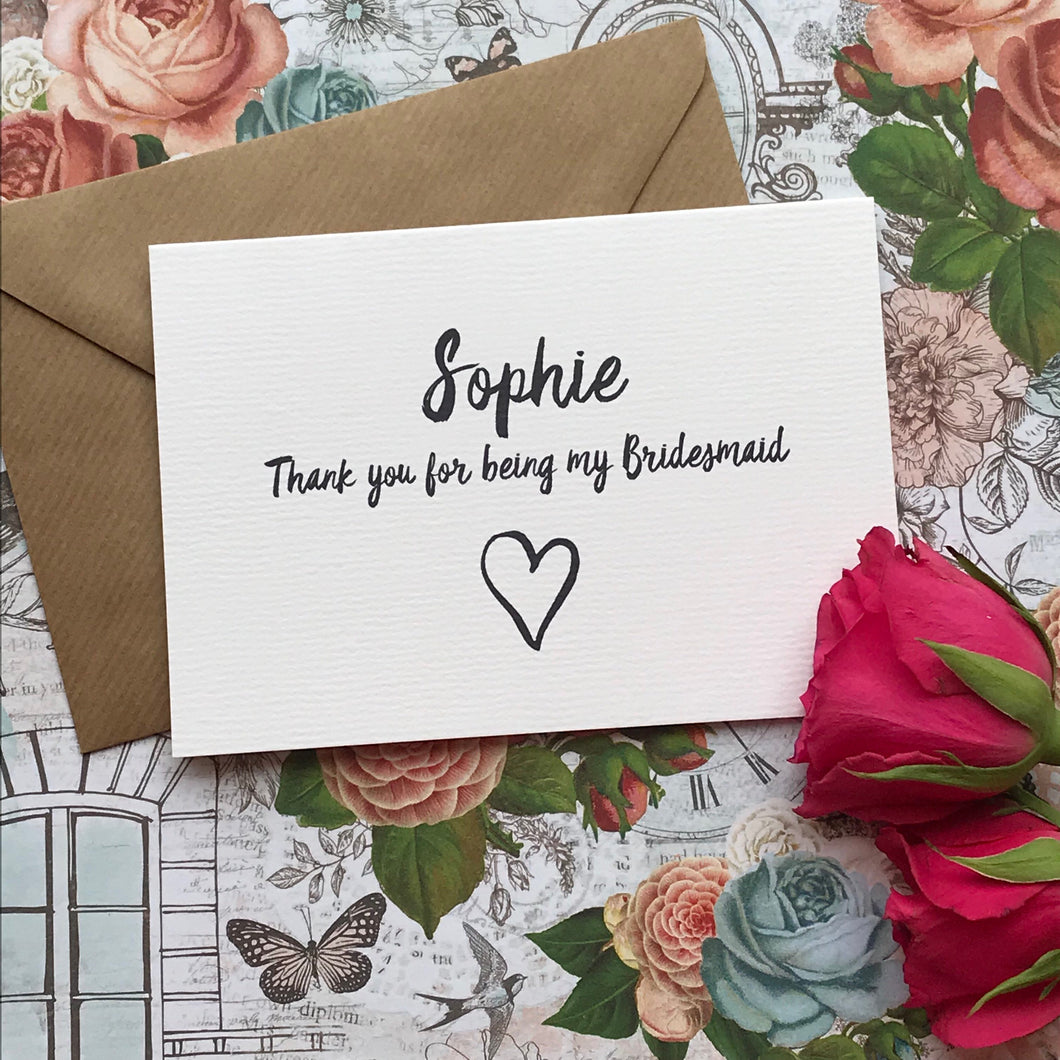 Personalised Thank You For Being My Bridesmaid-The Persnickety Co