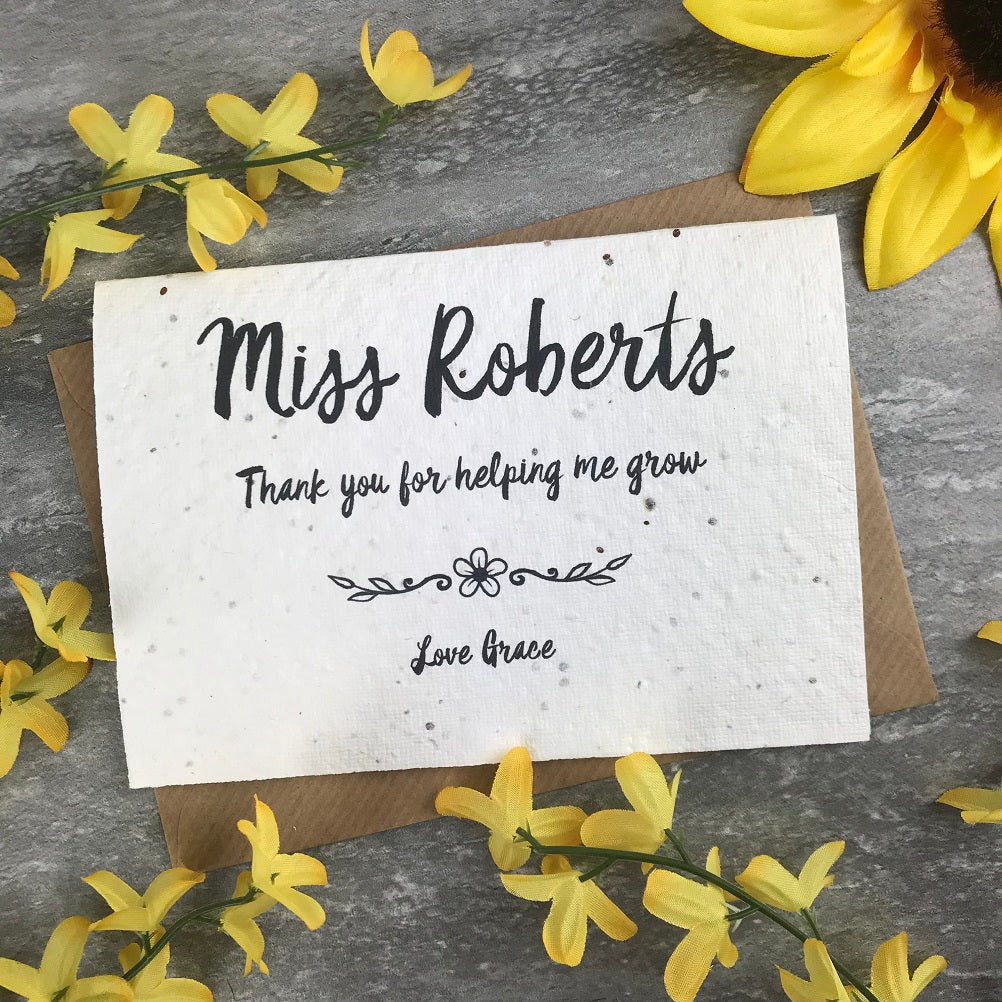 Personalised Teacher Card Thank You For Helping Me Grow-The Persnickety Co