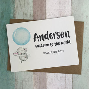 Welcome To The World Baby Boy Card - Personalised-6-The Persnickety Co