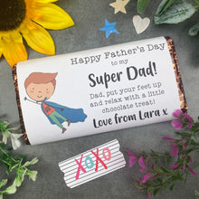 Load image into Gallery viewer, Happy Father&#39;s Day Super Dad Personalised Chocolate Bar-The Persnickety Co
