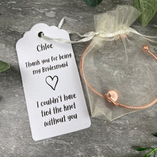 Load image into Gallery viewer, Bridesmaid Knot Bangle With Initial Charm, Rose Gold-6-The Persnickety Co
