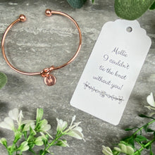Load image into Gallery viewer, Wedding Knot Bangle With Initial Charm in Rose Gold-8-The Persnickety Co
