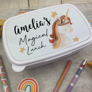 Personalised Magical Unicorn Lunch Box - White