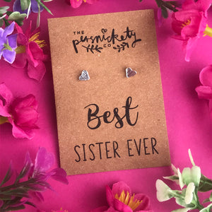 Best Sister Ever - Heart Earrings - Gold / Rose Gold / Silver-3-The Persnickety Co