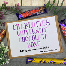 Load image into Gallery viewer, Personalised University Chocolate Box - Purple
