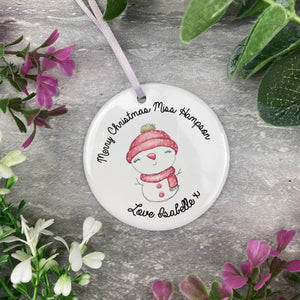 Merry Christmas - Personalised Cute Snowman Hanging Decoration