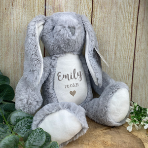 Personalised grey hot sale bunny soft toy