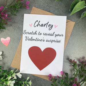 Personalised Love Heart Surprise Scratch Card