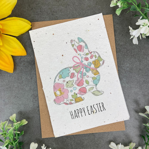 Watercolour Floral Bunny Plantable Seed Card-The Persnickety Co