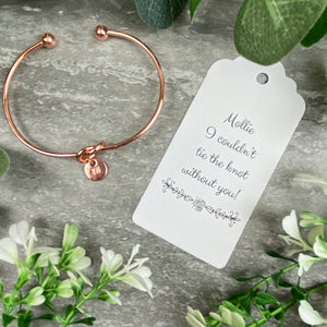 Wedding Knot Bangle With Initial Charm in Rose Gold-4-The Persnickety Co