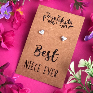 Best Niece Ever - Heart Earrings - Gold / Rose Gold / Silver-6-The Persnickety Co