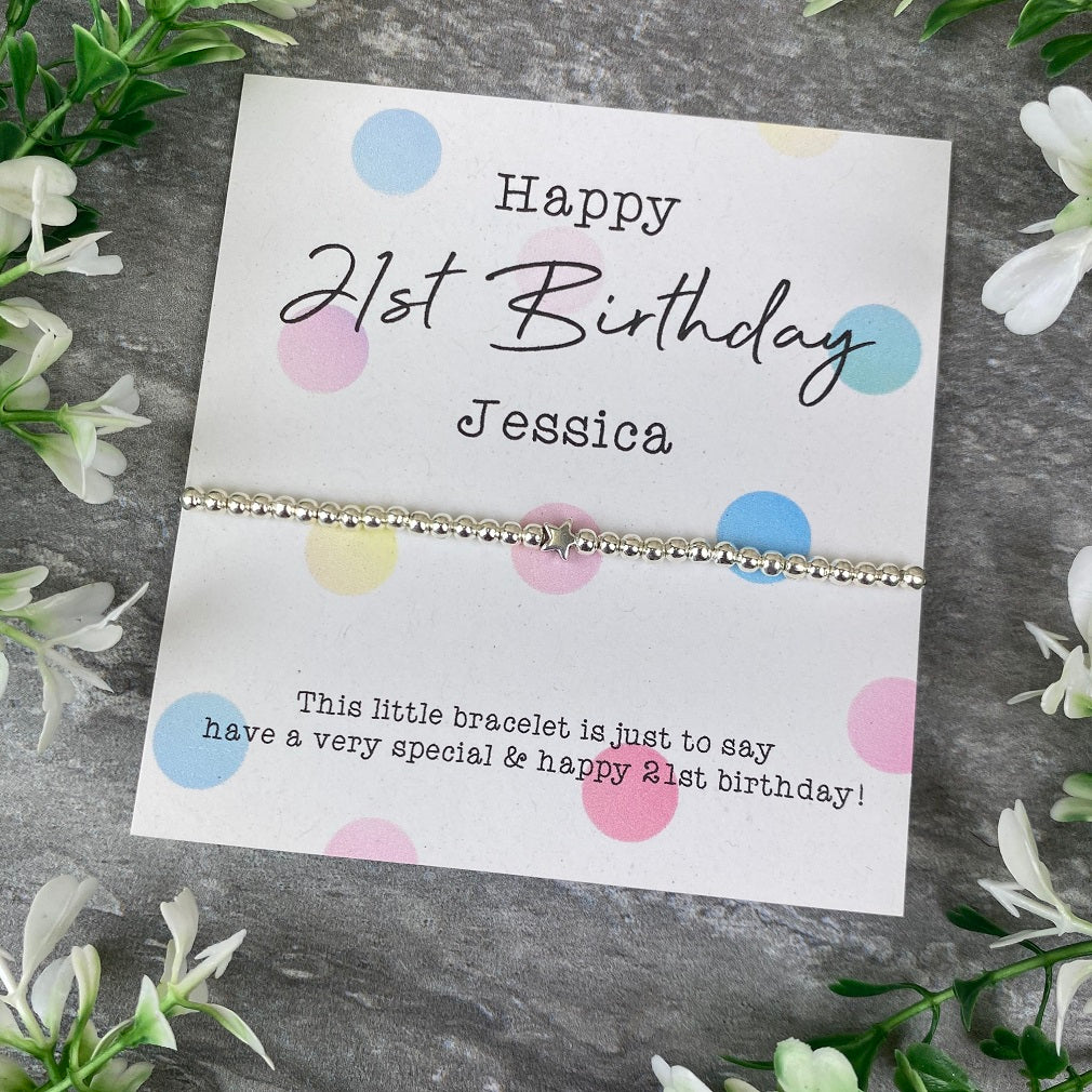 Happy 21st Birthday Beaded Bracelet-The Persnickety Co