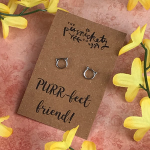 925 PURR-fect Friend Sterling Silver Earrings-6-The Persnickety Co