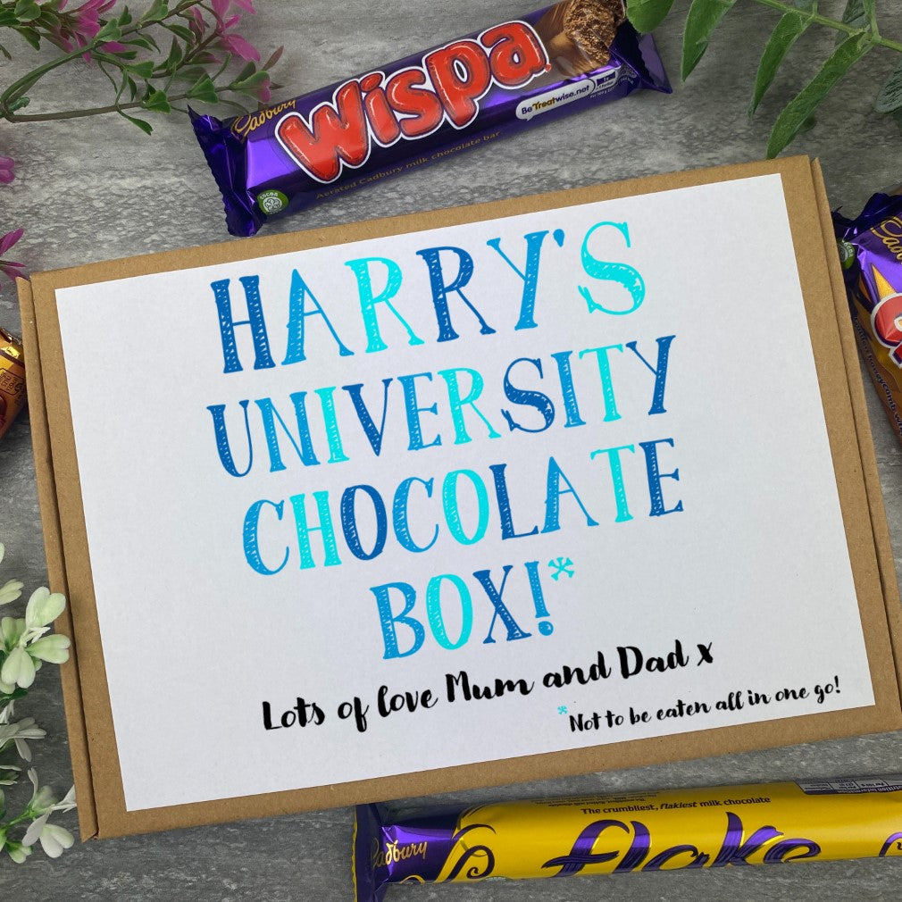 Personalised University Chocolate Box - Blue-The Persnickety Co