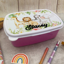Load image into Gallery viewer, Personalised Blooming Jungle Lunch Box - Pink-The Persnickety Co
