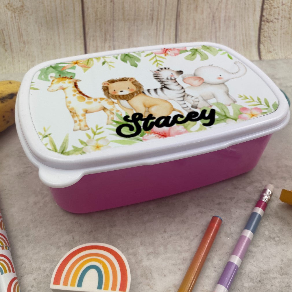 Personalised Blooming Jungle Lunch Box - Pink-The Persnickety Co