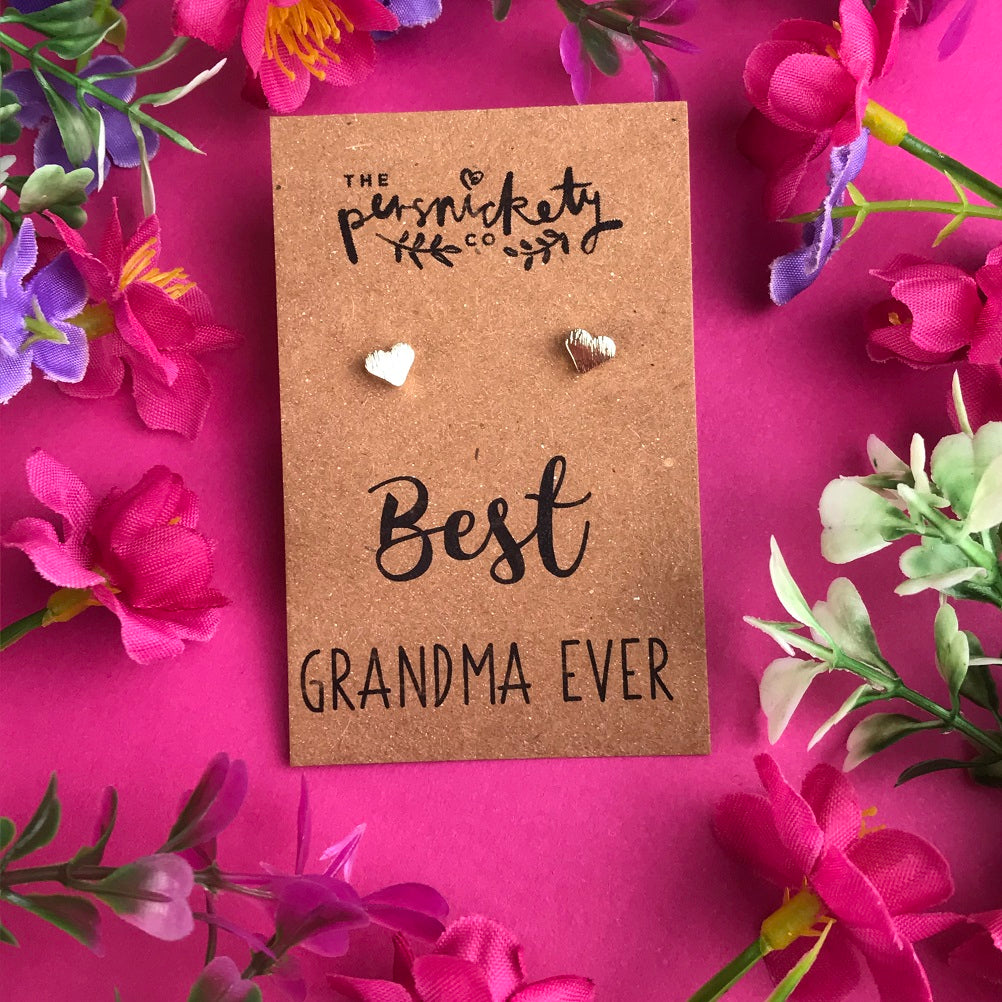 Best Grandma Ever - Heart Earrings - Gold / Rose Gold / Silver-The Persnickety Co