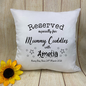 Reserved Cuddles - Personalised Mother's Day Cushion