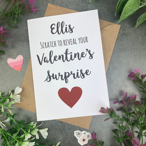 Personalised Valentines Day Surprise Scratch Card