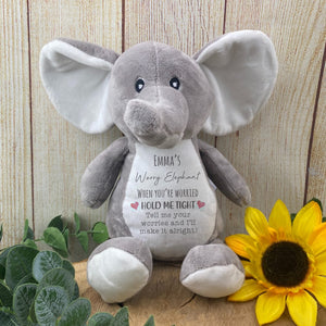 Personalised Grey Worry Elephant Soft Toy