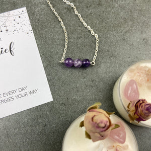 Amethyst Gemstone Necklace and Bracelet