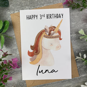 Boho Unicorn Birthday Card