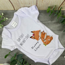 Load image into Gallery viewer, Personalised First Mothers Day Fox Baby Vest and Bib
