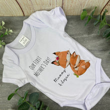 Load image into Gallery viewer, Personalised First Mothers Day Fox Baby Vest and Bib
