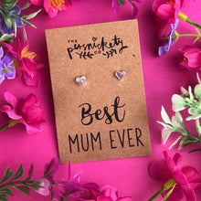 Load image into Gallery viewer, Best Mum Ever - Heart Earrings - Gold / Rose Gold / Silver-4-The Persnickety Co
